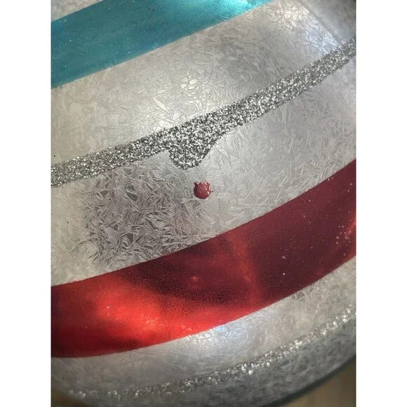 Martha Stewart Living Jumbo 8pc Ornament Set Blue Red Silver Glitter Christmas - Picture 10 of 14